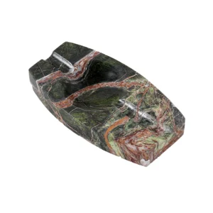High Gloss Polished Green Brown Vein Natural Marble Cigar Ashtray French Luxury Solid Stone Cigarette Ash Tray Tabletop Ornament